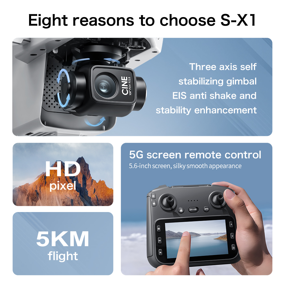 عرض مميز: طائرة S-X1 MAX GPS ب - مراجعة Drone Gimbal 3 Axis وسعره